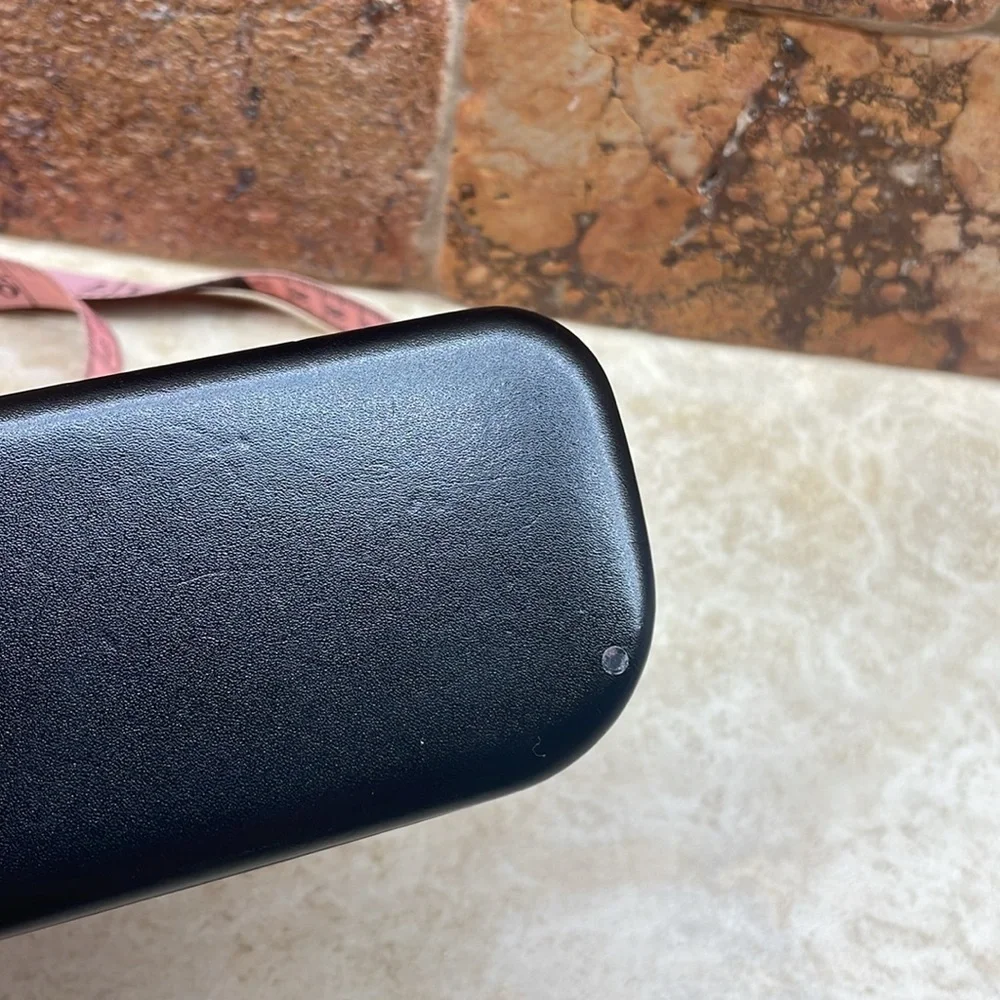 Coach Black Hard Case Eyeglasses Leather Look Logo Sunglasses Eyewear